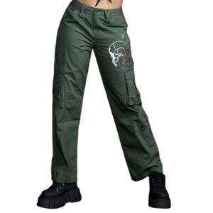 Social Collision Graffiti Skull Cargo Pants/HOT TOPIC Gothic Lolita Gorpcore